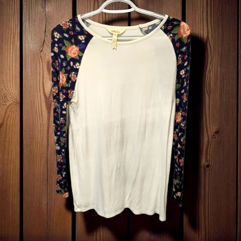 Matilda Jane Women's Out Of The Park Navy Floral Ivory Tee Size‎ S - Picture 2 of 7